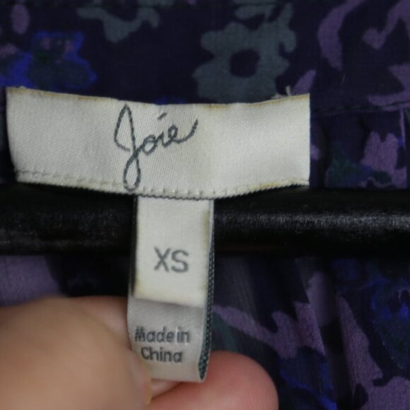 Joie 100% Silk Floral Multicolor Long Sleeve Blouse Size XS - Picture 6 of 9